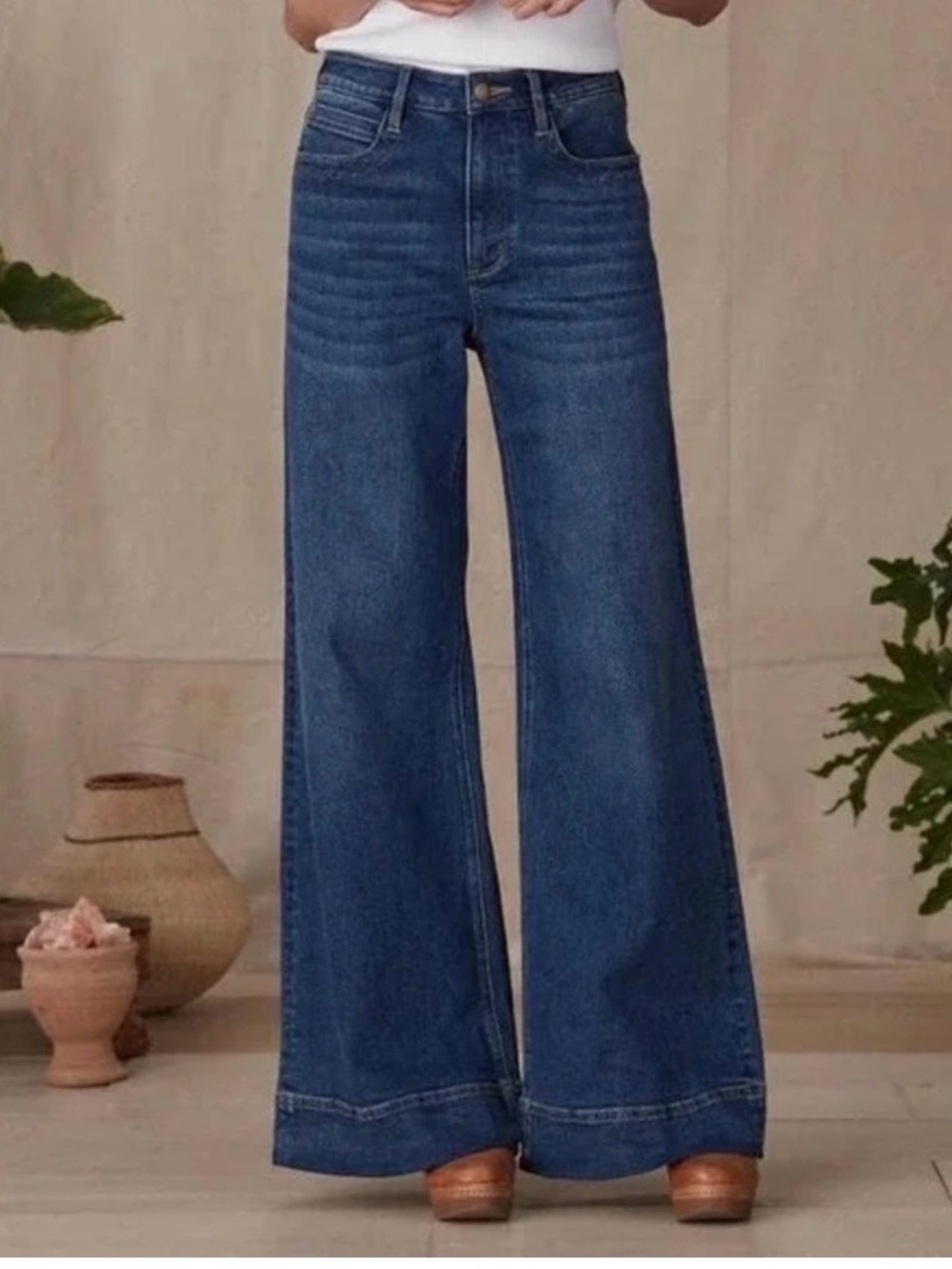 Driftwood Martha wide leg  Women's Dark Blue High-Rise Jeans waist 28 inseam 32